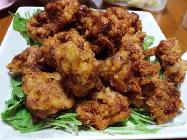 マメン特製鮭バター焼＆スパサラ＆鶏唐揚げ