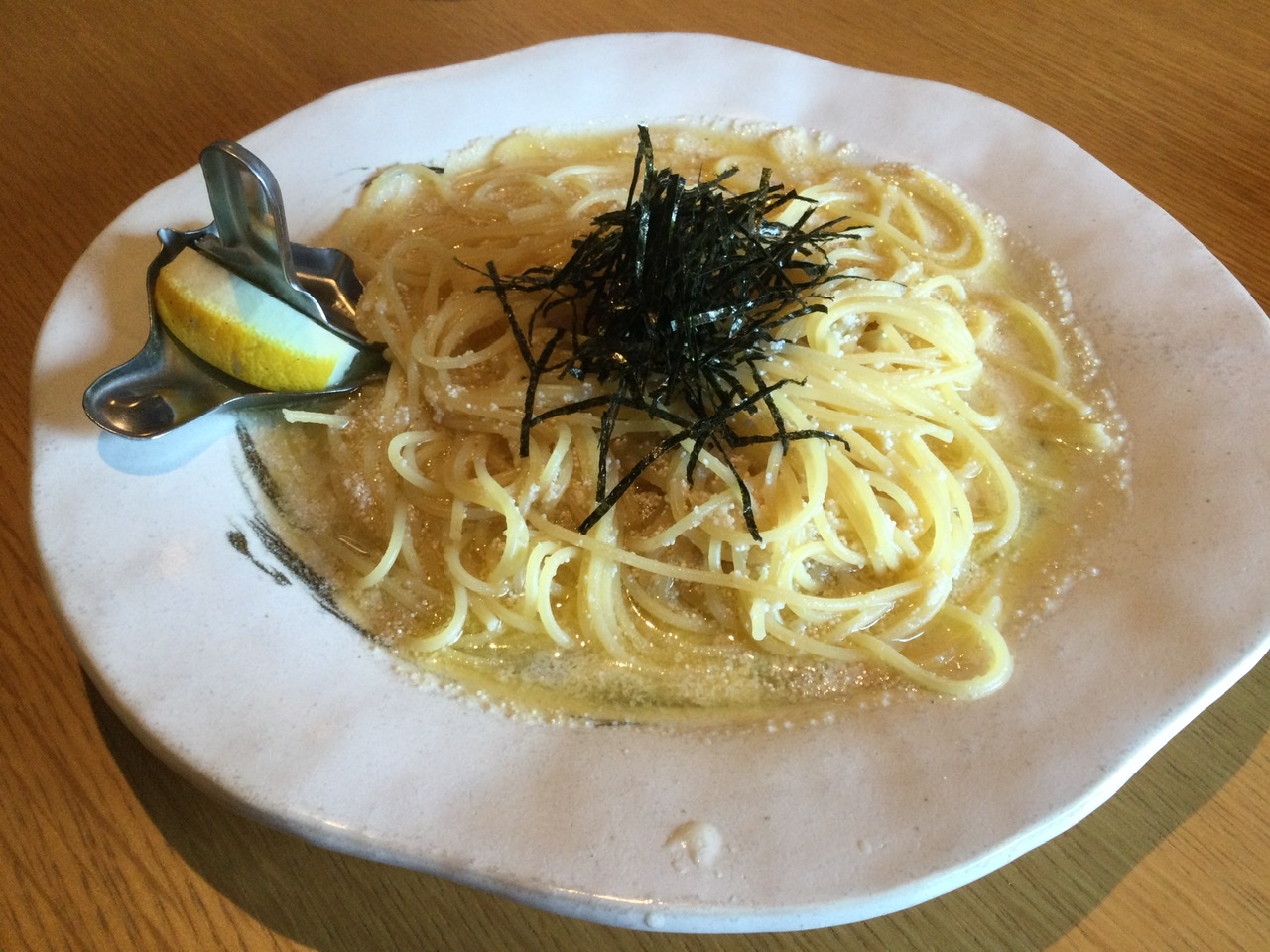 いつもの然流で明太子と檸檬パスタ